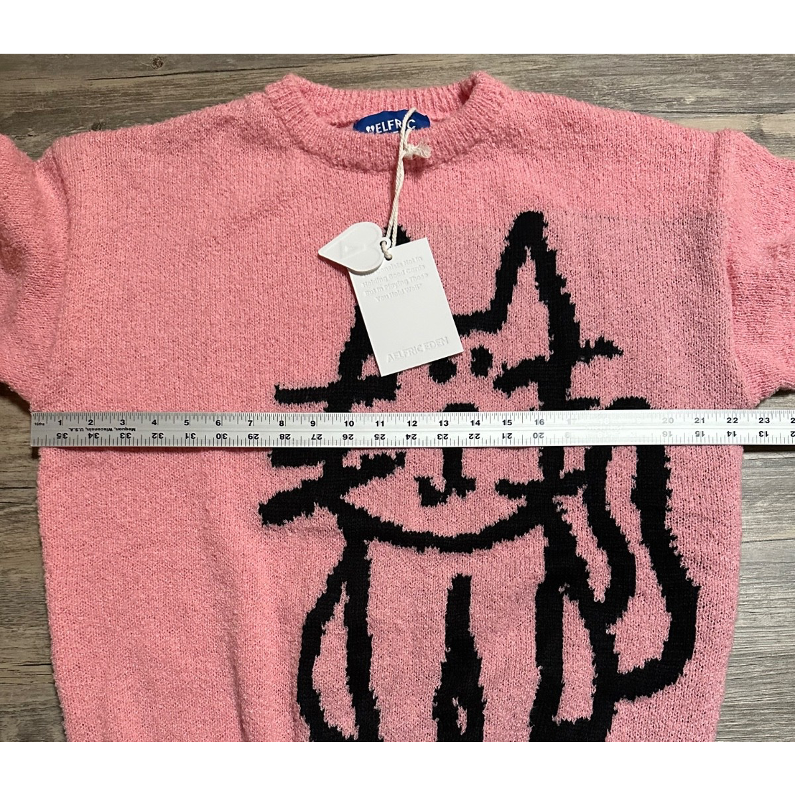 Nwt Aelfric Eden Oversized Cat Knit Sweater Pink Small Textured — image 3 of 7